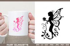 Flower Fairy Silhouette SVG. Floral Fairy. Spring Fairy SVG Product Image 3