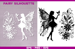 Flower Fairy Silhouette SVG. Floral Fairy. Spring Fairy SVG Product Image 1