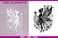 Flower Fairy Silhouette SVG. Floral Fairy. Spring Fairy SVG Product Image 1