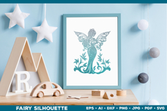 Flower Fairy Silhouette SVG. Floral Fairy. Spring Fairy SVG Product Image 4