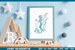 Flower Fairy Silhouette SVG. Floral Fairy. Spring Fairy SVG Product Image 4