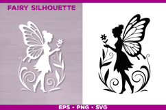 Flower Fairy Silhouette SVG. Floral Fairy. Spring Fairy SVG Product Image 1