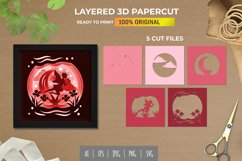 3D Shadowbox Flying Fairy with Crescent Moon and Flowers Product Image 1