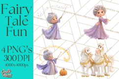 Fairy Tale Princess Clipart PNG, Fairy Godmother, Stepsister Product Image 1