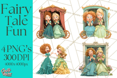 Fairy Tale Princess Clipart PNG, Fairy Godmother, Stepsister Product Image 1