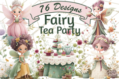 Art Nouveau Fairy Tea Party Clipart PNG Product Image 1