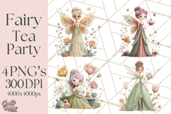 Art Nouveau Fairy Tea Party Clipart PNG Product Image 1