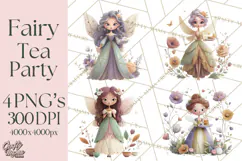 Art Nouveau Fairy Tea Party Clipart PNG Product Image 1