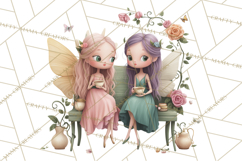 Art Nouveau Fairy Tea Party Clipart PNG Product Image 2