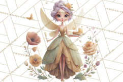 Art Nouveau Fairy Tea Party Clipart PNG Product Image 4