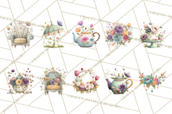 Art Nouveau Fairy Tea Party Clipart PNG Product Image 4