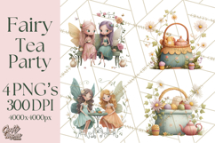 Art Nouveau Fairy Tea Party Clipart PNG Product Image 1