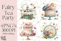 Art Nouveau Fairy Tea Party Clipart PNG Product Image 1