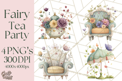 Art Nouveau Fairy Tea Party Clipart PNG Product Image 1
