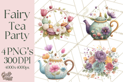 Art Nouveau Fairy Tea Party Clipart PNG Product Image 1