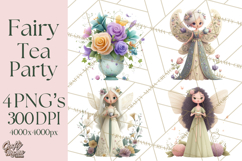 Art Nouveau Fairy Tea Party Clipart PNG Product Image 1