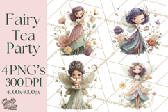 Art Nouveau Fairy Tea Party Clipart PNG Product Image 1