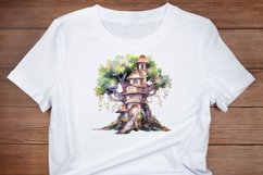Fairy Tree House Watercolor Sublimation Clipart Product Image 5