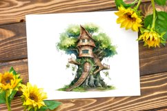 Fairy Tree House Watercolor Sublimation Clipart Product Image 6