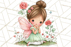 Enchanted Forest Fairies Clipart PNG, Woodland Valentine Art Product Image 2