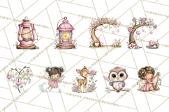Enchanted Forest Fairies Clipart PNG, Woodland Valentine Art Product Image 4