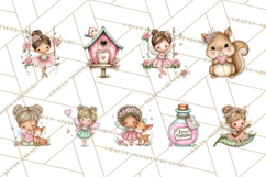 Enchanted Forest Fairies Clipart PNG, Woodland Valentine Art Product Image 9