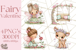 Enchanted Forest Fairies Clipart PNG, Woodland Valentine Art Product Image 1