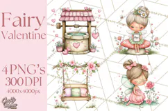 Enchanted Forest Fairies Clipart PNG, Woodland Valentine Art Product Image 1
