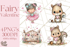 Enchanted Forest Fairies Clipart PNG, Woodland Valentine Art Product Image 1
