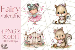 Enchanted Forest Fairies Clipart PNG, Woodland Valentine Art Product Image 1
