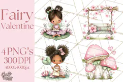 Enchanted Forest Fairies Clipart PNG, Woodland Valentine Art Product Image 1