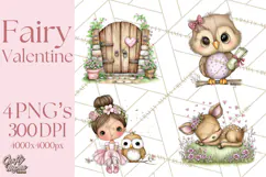 Enchanted Forest Fairies Clipart PNG, Woodland Valentine Art Product Image 1