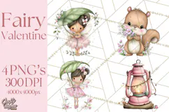Enchanted Forest Fairies Clipart PNG, Woodland Valentine Art Product Image 1