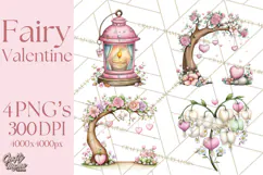 Enchanted Forest Fairies Clipart PNG, Woodland Valentine Art Product Image 1