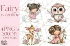 Enchanted Forest Fairies Clipart PNG, Woodland Valentine Art Product Image 1