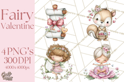 Enchanted Forest Fairies Clipart PNG, Woodland Valentine Art Product Image 1