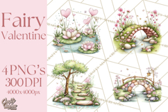 Enchanted Forest Fairies Clipart PNG, Woodland Valentine Art Product Image 1
