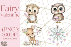 Enchanted Forest Fairies Clipart PNG, Woodland Valentine Art Product Image 1