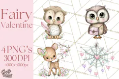 Enchanted Forest Fairies Clipart PNG, Woodland Valentine Art Product Image 1