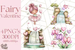 Enchanted Forest Fairies Clipart PNG, Woodland Valentine Art Product Image 1