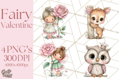 Enchanted Forest Fairies Clipart PNG, Woodland Valentine Art Product Image 1