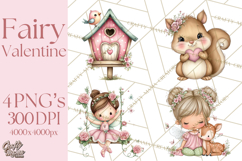 Enchanted Forest Fairies Clipart PNG, Woodland Valentine Art Product Image 1