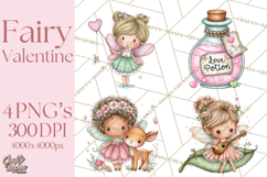 Enchanted Forest Fairies Clipart PNG, Woodland Valentine Art Product Image 1