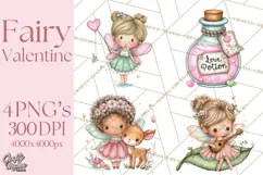 Enchanted Forest Fairies Clipart PNG, Woodland Valentine Art Product Image 1