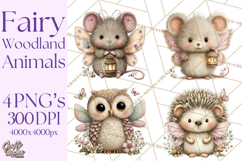Woodland Fairy Animals Clipart PNG, Cute Pastel Watercolor Product Image 1