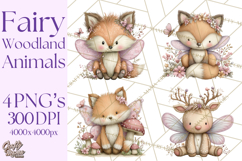 Woodland Fairy Animals Clipart PNG, Cute Pastel Watercolor Product Image 1