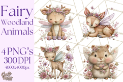 Woodland Fairy Animals Clipart PNG, Cute Pastel Watercolor Product Image 1