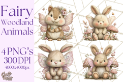 Woodland Fairy Animals Clipart PNG, Cute Pastel Watercolor Product Image 1