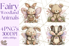 Woodland Fairy Animals Clipart PNG, Cute Pastel Watercolor Product Image 1