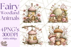 Woodland Fairy Animals Clipart PNG, Cute Pastel Watercolor Product Image 1